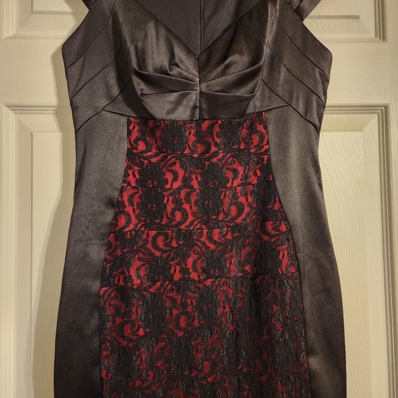 Signature by Sangria Body Hugging Cocktail Dress with Lace Panels, Size: 8 - Picture 8 of 12